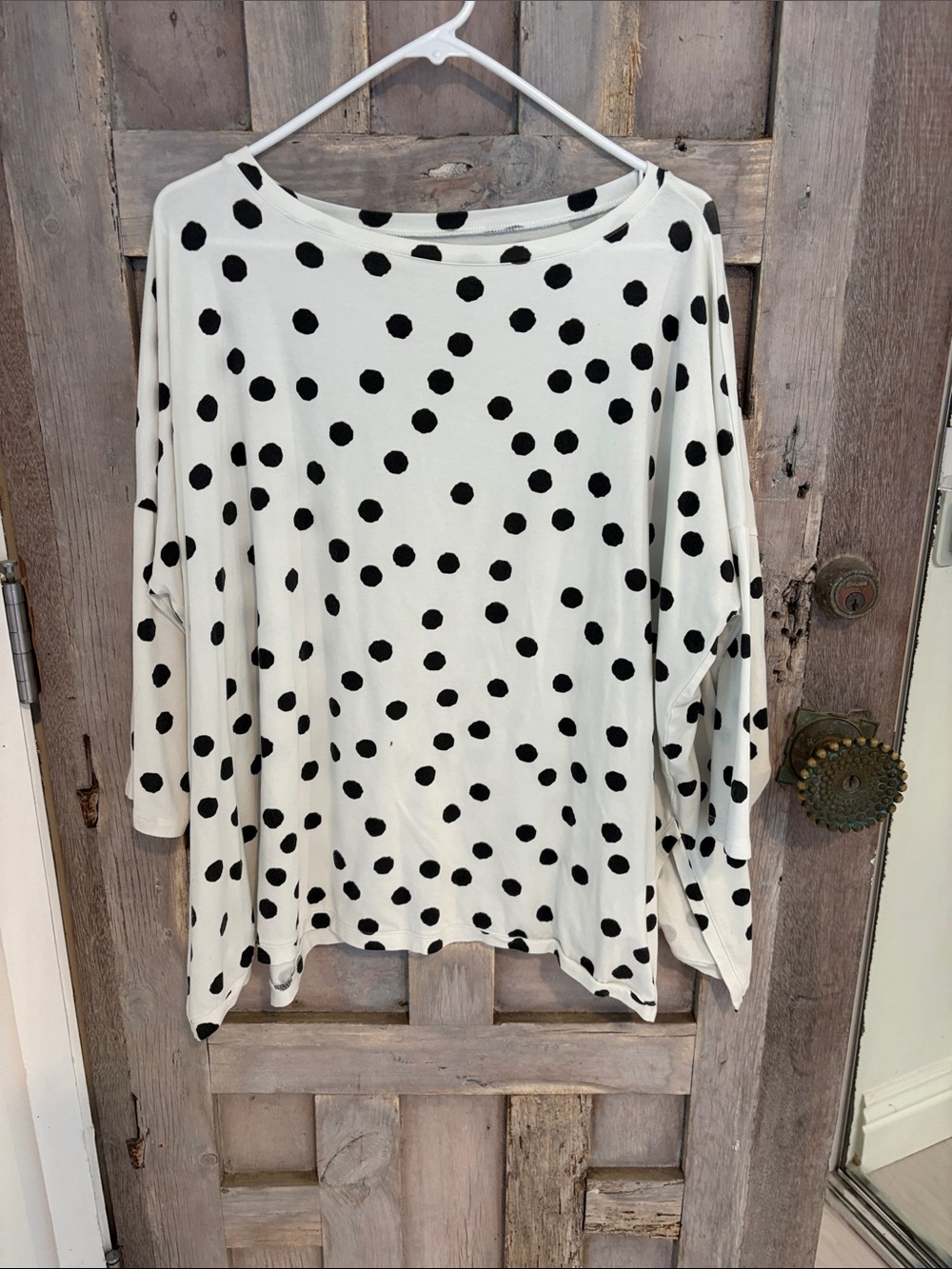 MXM White Long Sleeve Top with Black Polka Dots
